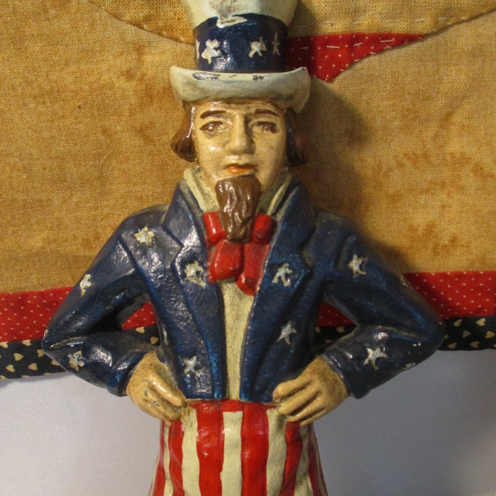 Vintage Uncle Sam Cast Iron Metal Doorstop Door Stop Americana Patriotic - Picture 11 of 12